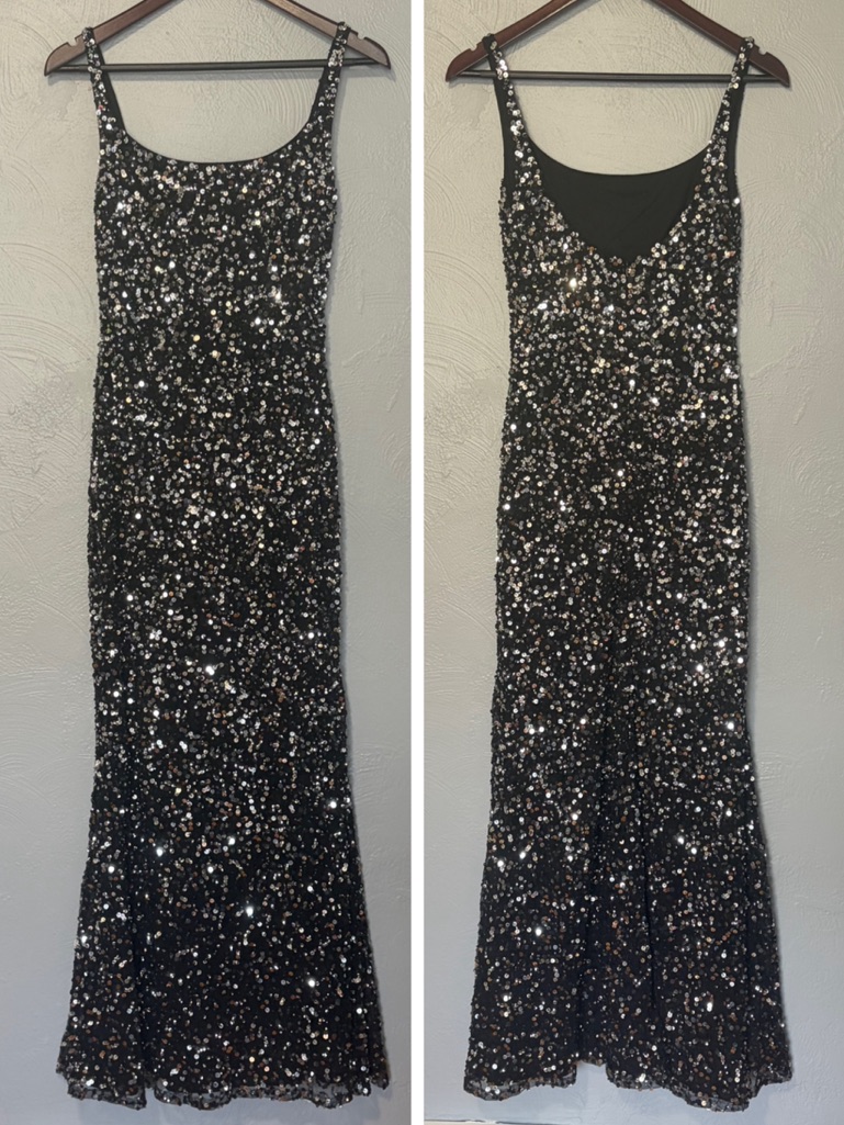 Mac Duggal Sequined Low Back Slip Gown